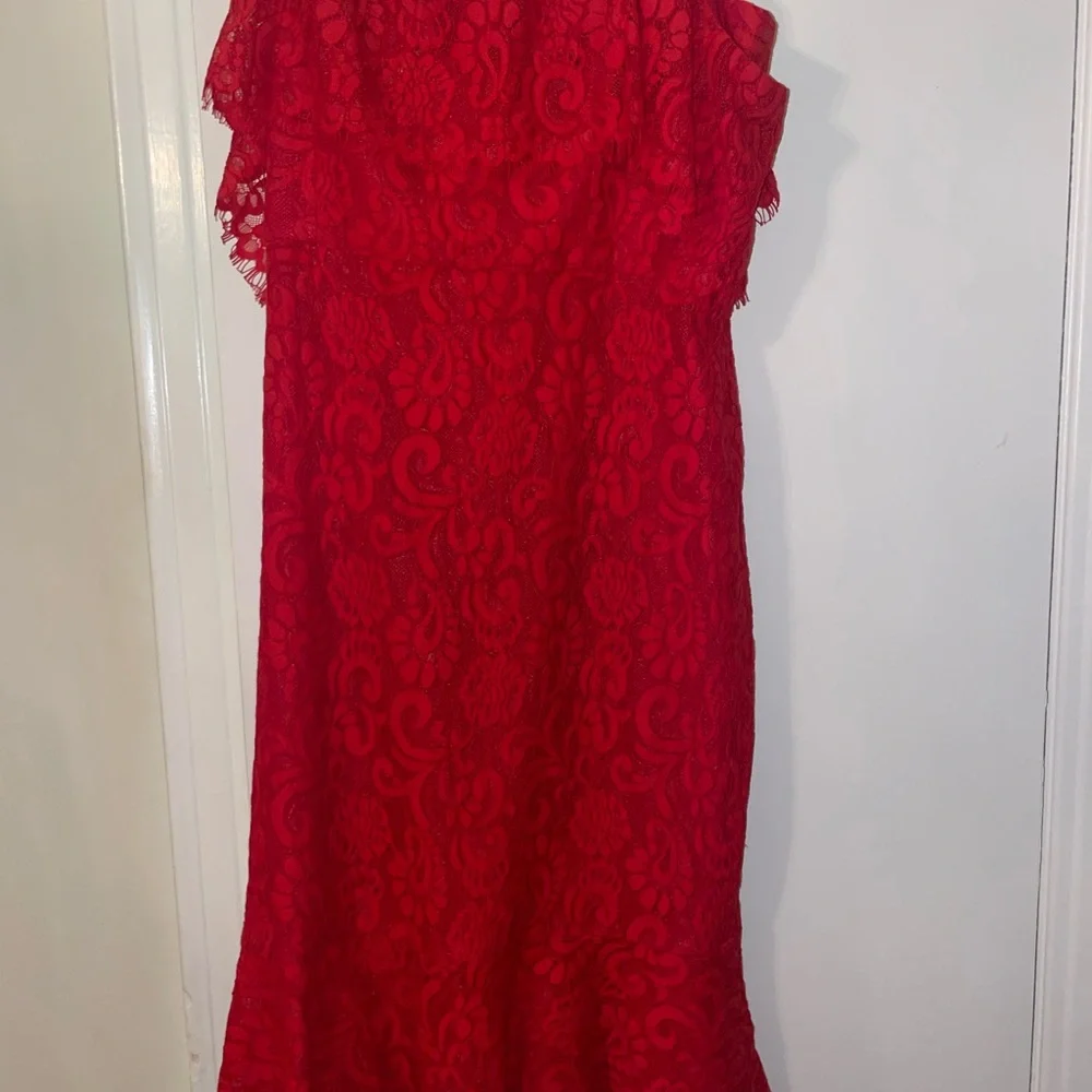 COPY - BCBGMAXAZRIA NWT red off the shoulder lace dress - Picture 5 of 10